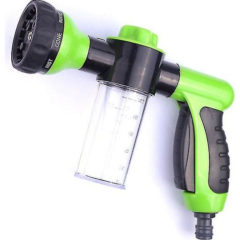 Outil de lavage 8 en 1 : pistolet à jet, distributeur de savon, buse d'arrosage.