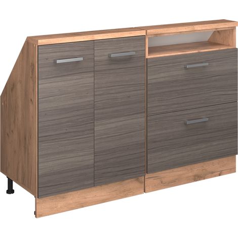 Dachschrägenschrank-Set Rion, Edelgrau/Goldkraft Eiche, 2er Set, Vicco