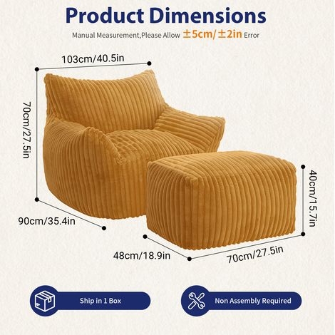 Fauteuil pouf ergonomique avec ottomane coordonné pour un confort enveloppant (1/5)