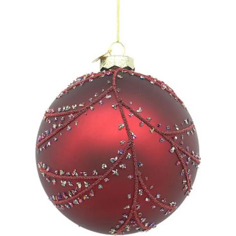 Esfera decorativa Branches en vidrio rojo 8 cm
