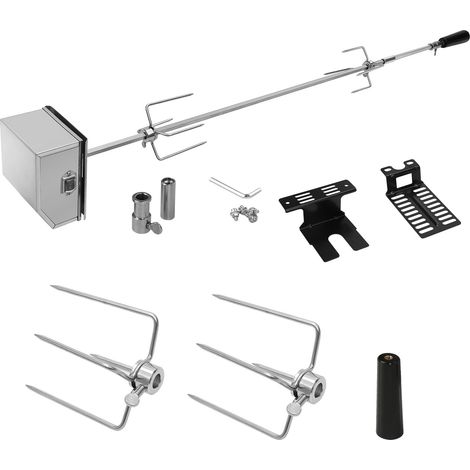 SWANEW BBQ Grillspieß Set Edelstahl Motor, 220V - 240V, Drehspieß, 107 cm inkl. 2x Fleischnadeln (1/5)