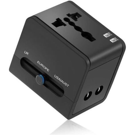 Universal-Steckeradapter, 4-in-1 Internationaler Reisestecker, 2 USB 2.1A/5V Universal-Reisestecker 1500W, Steckeradapter geeignet für USA/UK/EU/AUS und mehr als 150 Länder (1/4)