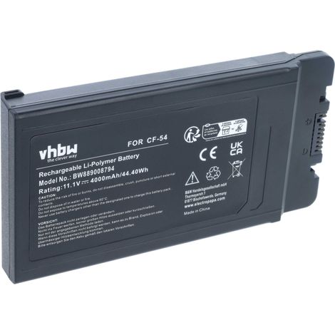 vhbw Akku kompatibel mit Panasonic Toughbook CF-54F4076TG, CF-54G0492TG, CF-54G0490TG, CF-54GU50GG Notebook (4000 mAh, 11,1 V, Li-Polymer) (1/5)