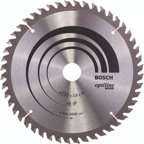 BOSCH DISCO SIERRA OPTILINE MADERA130 X 2.4 X 20/16D: 20WZ Diámetro disco x eje (mm) 235x30 Número de dientes 48