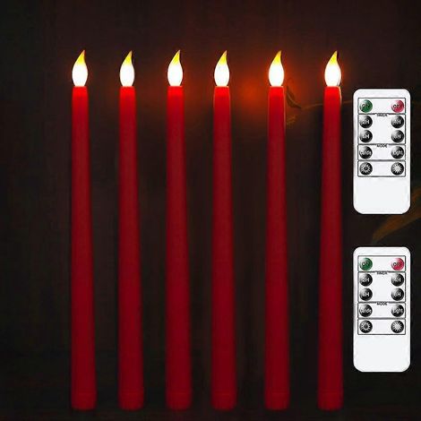 Bougies coniques LED sans flamme à effet vacillant, lot de 6 avec télécommande, pour la décoration de la maison, des mariages et de Noël. (1/5)