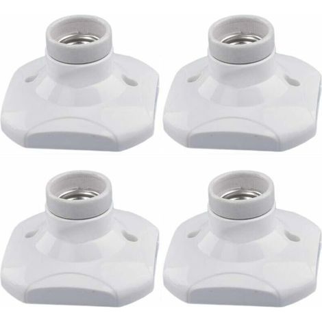 Douille d'ampoule LED E27, douille E27 en céramique et base en plastique, douille murale E27, douille E27 blanche avec anneau pour éclairage d'entrée/plafonnier/balcon, lot de 4 (1/5)