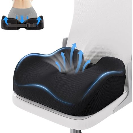 Cuscino ortopedico per sedia da ufficio per alleviare la pressione su coccige, sciatica, anca, cuscino ergonomico in memory foam (1/4)