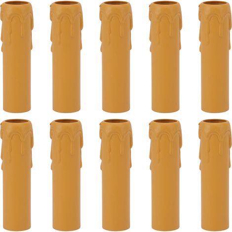 Ortviai Housses de bougie décoratives pour lustre E14 – 10 pièces, hauteur 10 cm, imitation cire fondue, jaune (1/5)