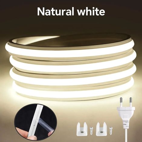 (Lumière naturelle, 1M) Guirlande lumineuse LED, bandes néon COB, adaptée aux décorations extérieures et de fêtes. (1/5)