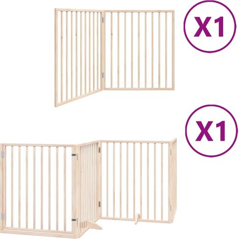 Barrière de sécurité pour chien animaux de compagnie avec porte pliable 6 panneaux bois peuplier marron