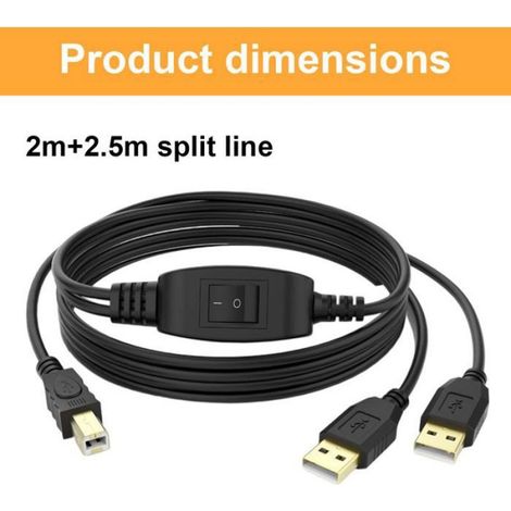 Câble USB B mâle vers 2x USB A mâle – Diviseur 1,5 m pour connexion simultanée de 2 appareils (1/5)