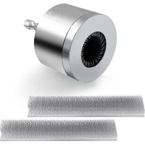 Brosse de nettoyage pour tuyaux en cuivre (28 mm) avec 2 têtes de brosse remplaçables de type perceuse, brosse de nettoyage pour tuyaux en métal. (1/5)