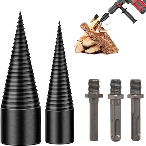 [NUNCA UTILIZADO]Broca para cortar madera con 3 mangos (hexagonal, cuadrada y redonda), cortadora de troncos cónica de 32 mm y 42 mm, broca para cortar madera o troncos, tornillo cónico para taladro,  (1/5)