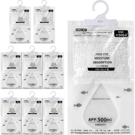 Déshumidificateur Suspendu, Déshumidificateur De Placard, Sacs Anti-Humidité, Absorbeur D'humidité (Lot De 9, 500 Ml) (1/5)