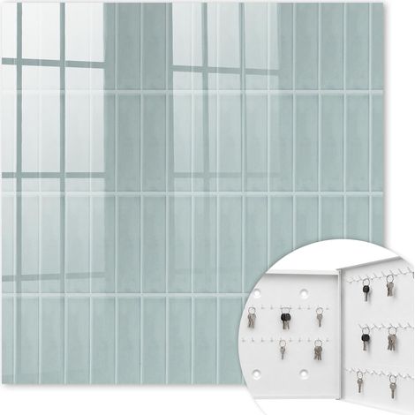 Armoire à clés - (30 cm x 30 cm) - Boîte à clés murale - Coffret de rangement pour clés - Couleur blanche - Ouverture vers la droite - Pour maison et bureau - Motif délicat