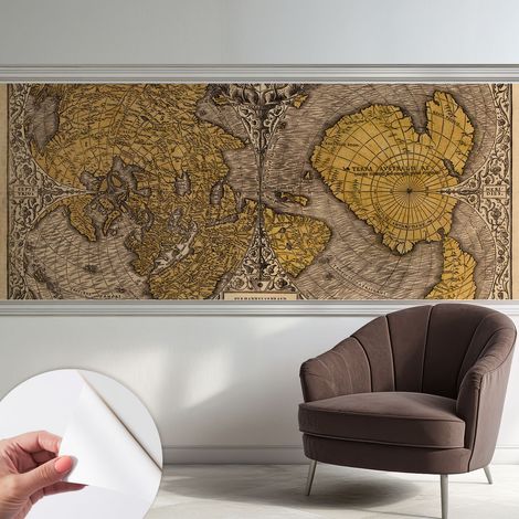 Fototapete Selbstklebend - trendige Wanddeko - Schlafzimmer - Wohnzimmer Historische Kartografie 250x104 cm (1/5)