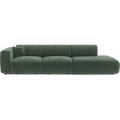 Canapé gauche 5 places en velours à motifs vert émeraude MYRA (1/5)