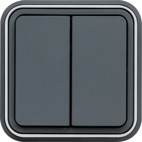 Double va-et-vient étanche Cubyko complet encastré - Gris - WNE040- Hager (1/6)