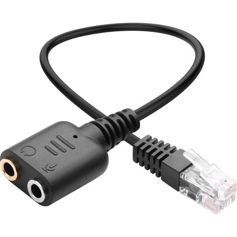 1 Câble Audio RJ9 Vers Double 3,5 Mm, 20 Cm, Pvc Et Cuivre, Pour Pc Et Téléphone (1/5)