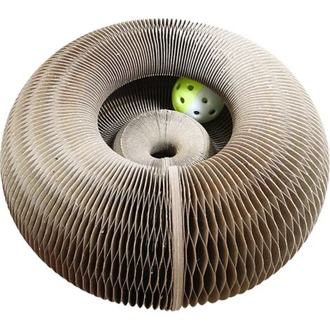 Tablero rascador mágico para gatos con pelota, garra para gatos, estructura de escalada para gatos, juguete rascador redondo y ondulado para gatos con pelota. (1/5)