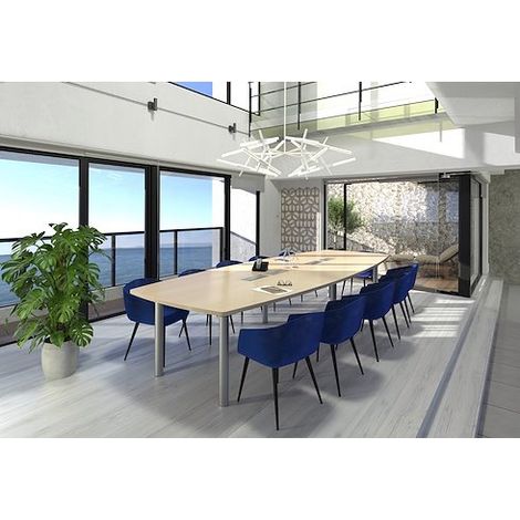 Table modulaire plateau chêne 10 personnes L 280 x P 140 cm - Frégate - piétement aluminium (1/2)