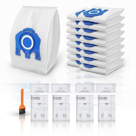 Roxlin Staubsaugerbeutel Set 16x GN + 8 Filter kompatibel mit Miele Serie (S400, S5000, C1, C2, C3 u.v.m.)