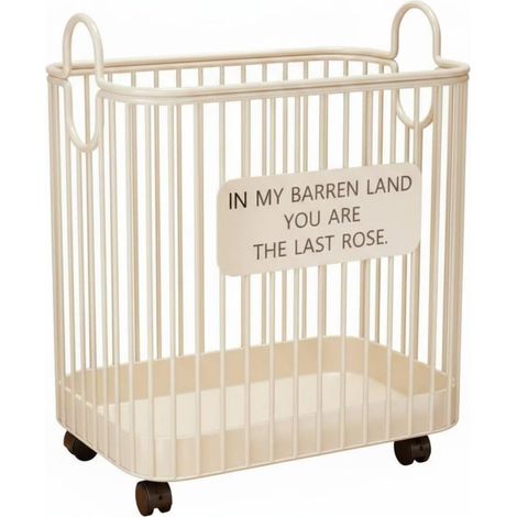 Easy-Move Laundry Basket, Clothes Hamper on Wheels, Large Top Opening, Breathable Feature, Suitable for Storage in Bedroom, Studio, Apartment, Cream White, Large (1/2)
