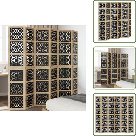 Divisore per soggiorno - vidaXL Divisorio Ambienti 6 Pannelli Marrone e nero Legno di Paulownia - Divisore per camera da letto