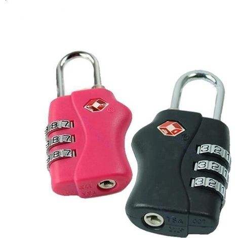 Cadenas de sécurité - Lot de 2 - Noir et rouge - Code à 3 chiffres - TSA (1/2)