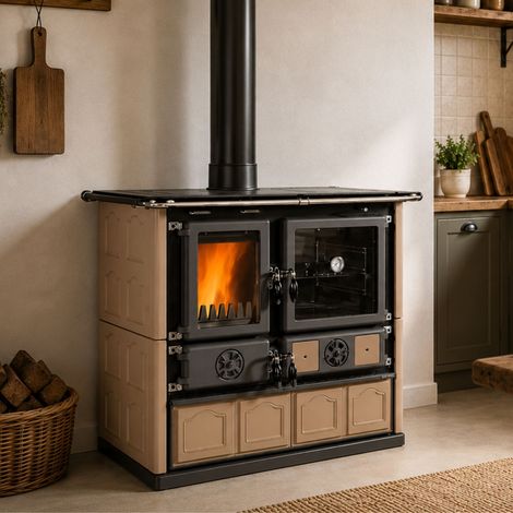 Cuisinière à bois raccordable - LA NORDICA Rosa.16 Maiolica Taupe 8.8 kW (1/3)