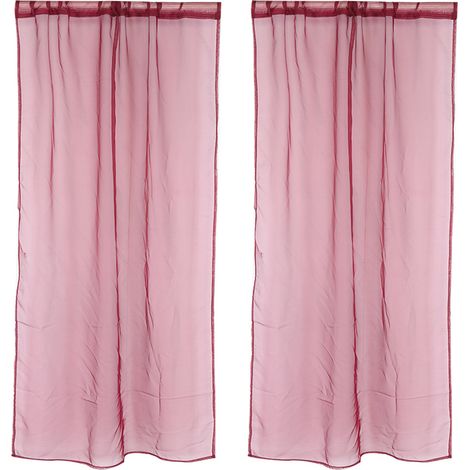 Rideau voilage pour fenêtre de chambre ou balcon (rouge vin) (1/5)