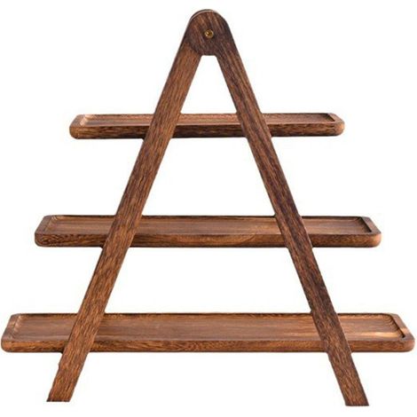Présentoir à assiettes en bois à 3 niveaux, support de rangement pour la maison (1/5)