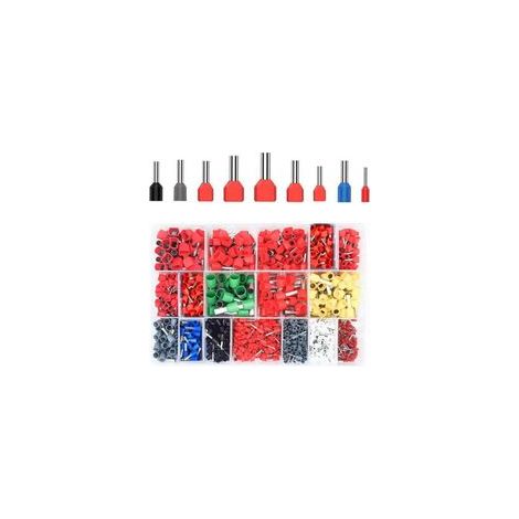 Kit de 1200 Cosses à Sertir - JINFGERNE - Connecteurs Électriques Pré-Isolés, Manchons Simples et Doubles, Idéal pour Bricolage et Applications Professionnelles