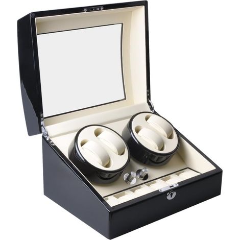 1 Remontoir automatique pour 8 montres, 9 compartiments, bois laqué, verre trempé, 4 modes rotation, salon bureau (1/5)