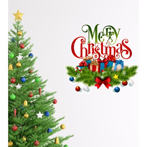 Sticker Noël les cadeaux de Noël Merry Christmas - Autocollants stickers adhésifs noël - décoration fêtes - 30x30cm (1/4)