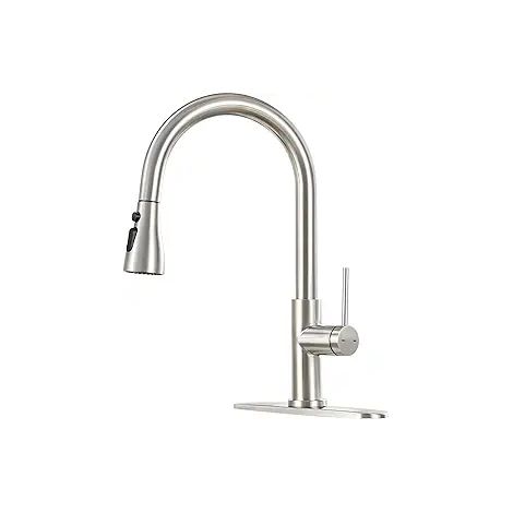 Multifunctional kitchen hot and cold water sink faucet pull-out sink universal telescopic brushed stainless steel faucet (1/3)