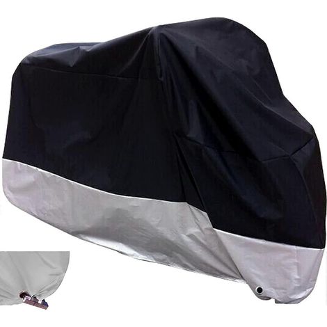 Housse de moto imperméable et résistante au soleil, toutes saisons, noire, convient aux motos jusqu'à 108 pouces (200 x 90 x 100 cm) (1/5)