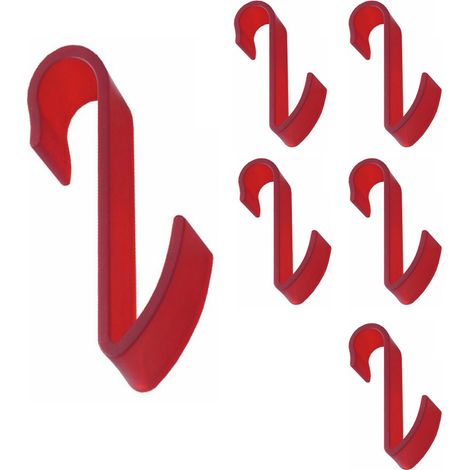 Pika shop 6 pz appendino per termoarredo tubo orizzontale modello hook rosso (1/2)