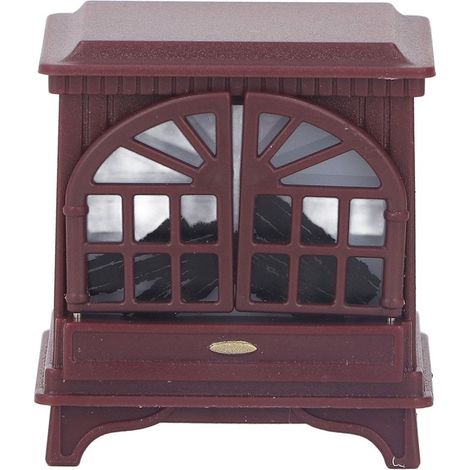 Cheminée miniature 1:12 pour maison de poupée, accessoire de décoration en plastique, mobilier miniature bordeaux. (1/5)