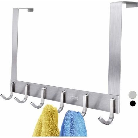 Crochets de porte, 6 crochets pour cintres robustes en acier inoxydable SUS 304, utilisés pour les manteaux, chapeaux, serviettes, bagages, peignoirs (1/5)