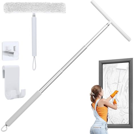 Raclette de Douche Extensible à Long Manche 30-140 cm, en Silicone (Blanc) (1/5)