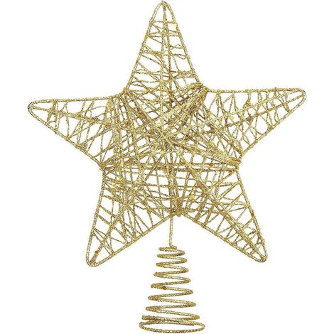 Étoile de Noël creuse à paillettes dorées pour sapin de Noël (dorée) (1/4)