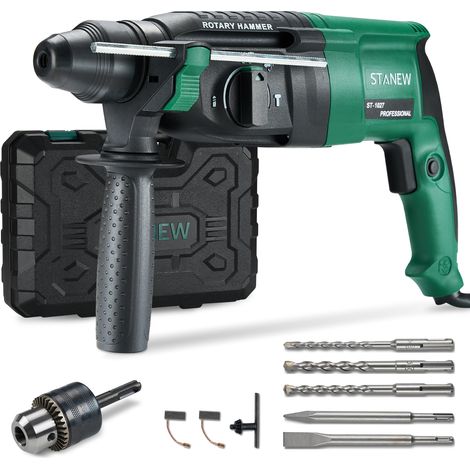 Stanew – Marteau perforateur filaire SDS-Plus 950W – Force de frappe 5100 BPM – Perçage béton 26mm – Burins et forets inclus