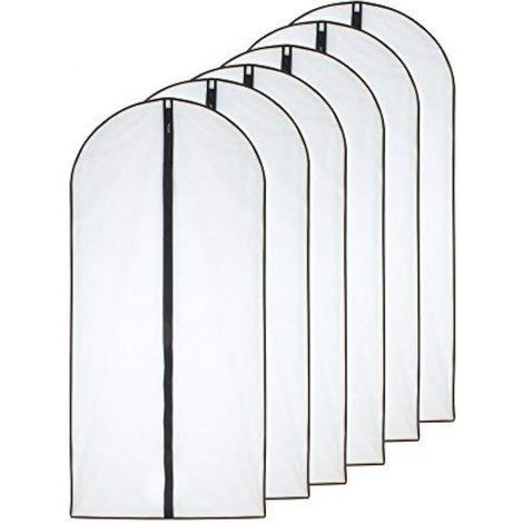Sacs à vêtements (ensemble de 6 pièces) - sacs à vêtements en plastique à fermeture éclair taille (24 pi x 40 po, noir) (1/5)