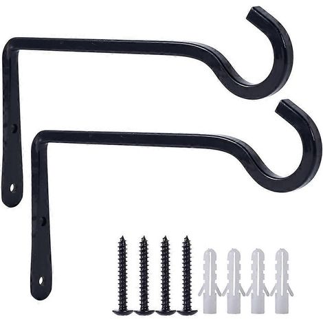 2er-Pack Haken zum Aufhängen, 8 Zoll Metall-Pflanzenhänger für den Außenbereich, schwarz