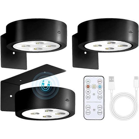 Lot de 3 lampes sans fil pour tableaux, fonctionnant sur piles avec télécommande, éclairage LED artistique à intensité variable, lampes magnétiques LED pour tableaux (1/4)