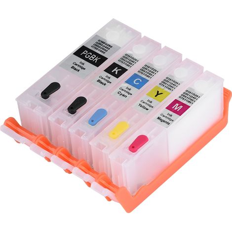 Cartouche d'encre rechargeable PGI-850/CLI-851 5 couleurs avec puce ARC pour Canon PIXMA MG6380/MG5480 (1/5)