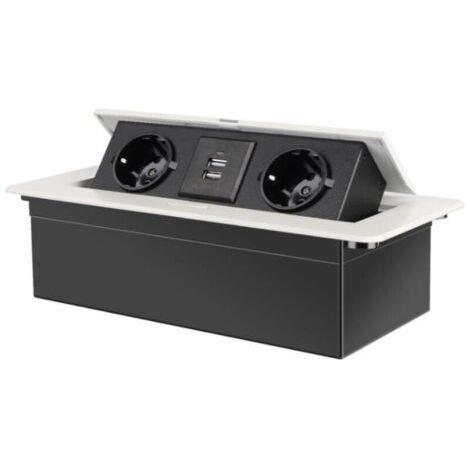Soavoa Prise Encastrable 2 Prises 2 USB Charge Rapide 4000W Design Escamotable pour Cuisine Bureau Plan de Travail Blanc (1/5)