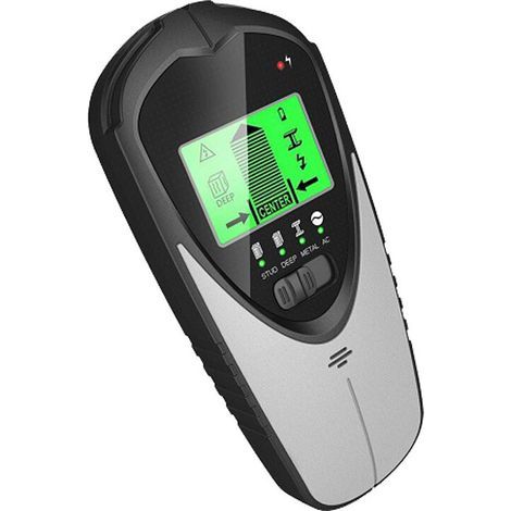 4-in-1 Wall-Mounted Stud Detector, Stud Detector with LCD Screen and Alert Beep for Wood, AC Wire and Joist Detection Cable, Silver, One Piece (1/5)