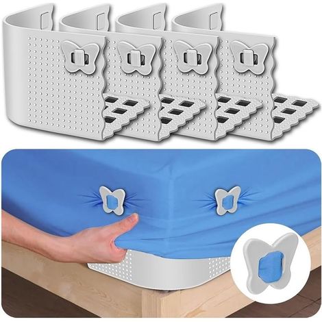 Attache De Drap - Silicone Souple Avec Verrouillage - Pour Lit Simple À Lit King Size - 4 Pièces (1/5)